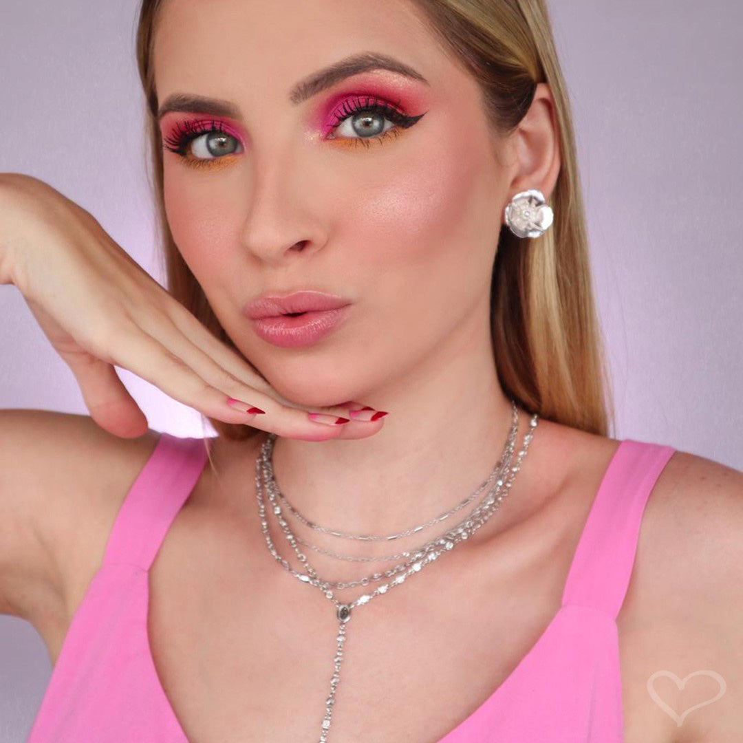 Colar Terço Grace Zircônia Folheado em Ródio Branco