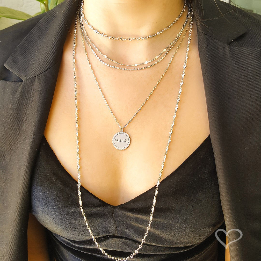 Choker Piuka Sunshine Zircônia Folheado em Ródio Branco