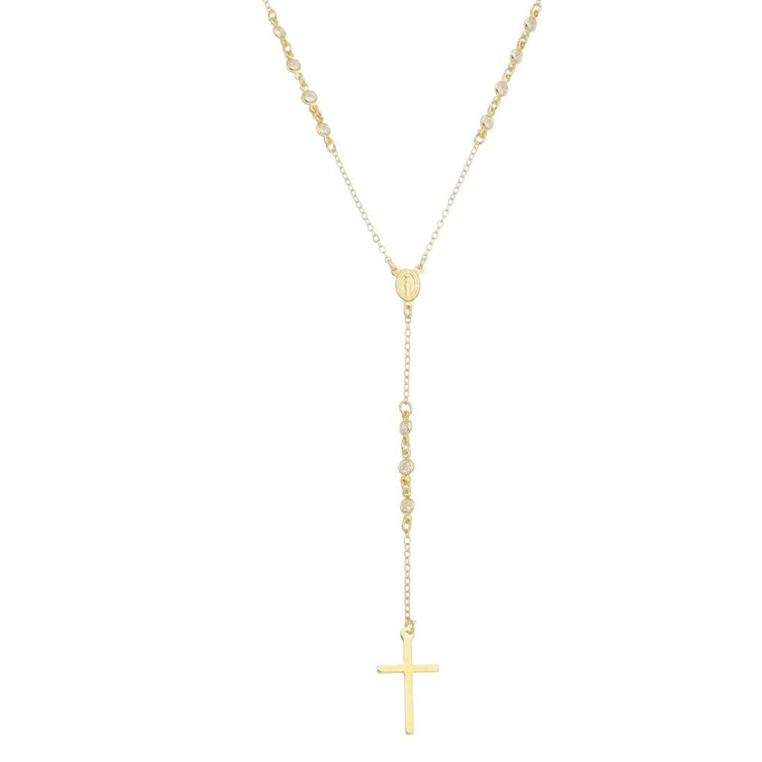 Colar Terço Celestial Zircônia Folheado a Ouro 18k