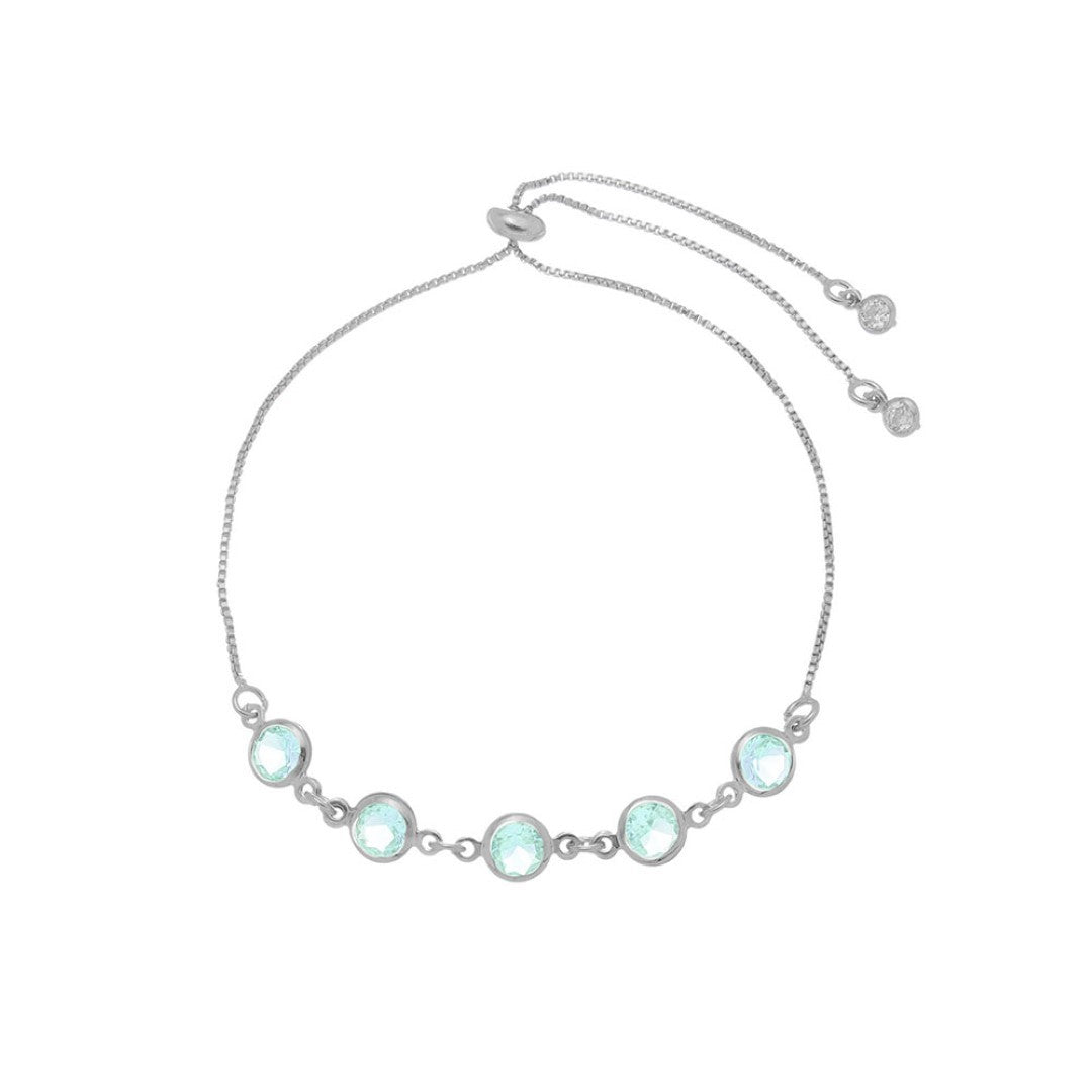 Pulseira Ajustável Folheada em Ródio Branco Zircônias Acqua Betina Piuka