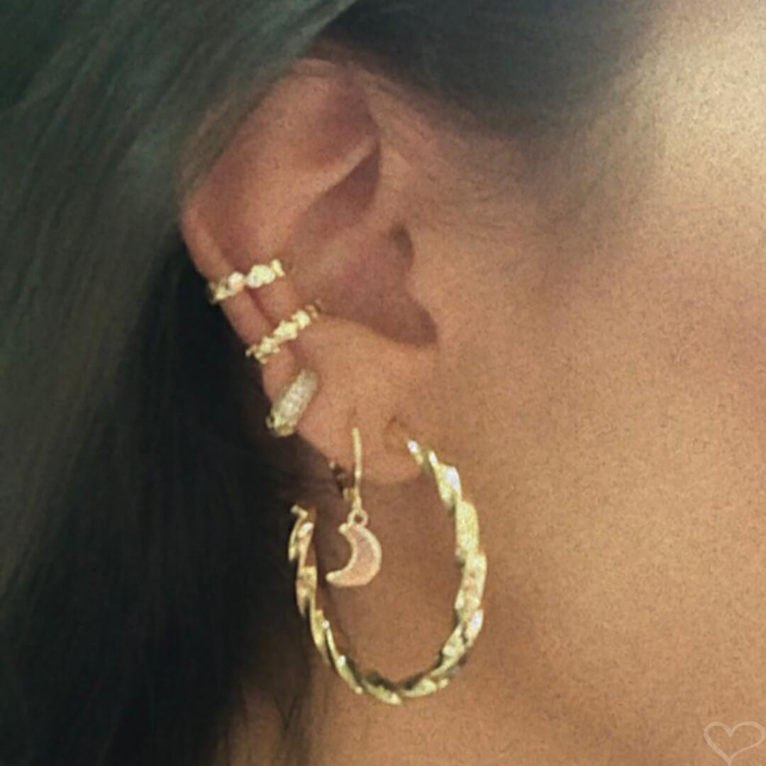Piercing Pressão Bibi Elos Corações Folheado Ouro 18k Piuka