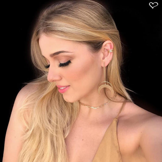 Piercing Piuka Pressão Lili Elos Estrelas Folheado Ouro 18k