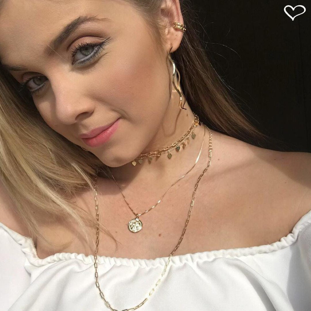 Piercing Piuka Pressão Lili Elos Estrelas Folheado Ouro 18k
