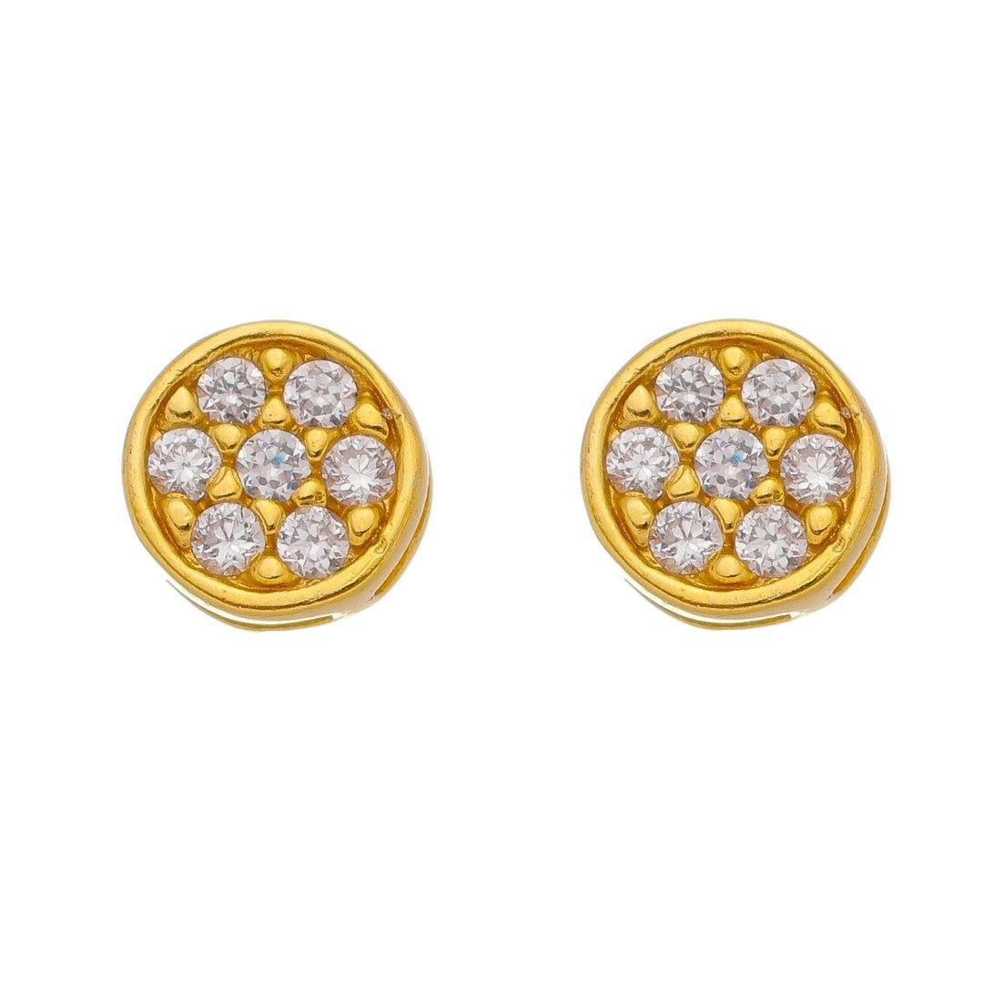 Brinco Piuka Redondo Cravejado Zircônia Folheado a Ouro 18k