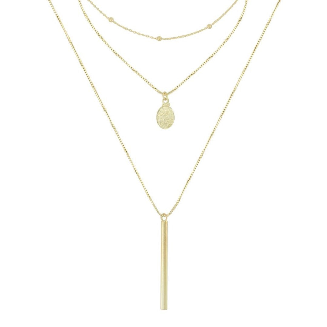 Colar 3 Voltas Lindy Medalha Santa Rita Folheado a Ouro 18k Piuka