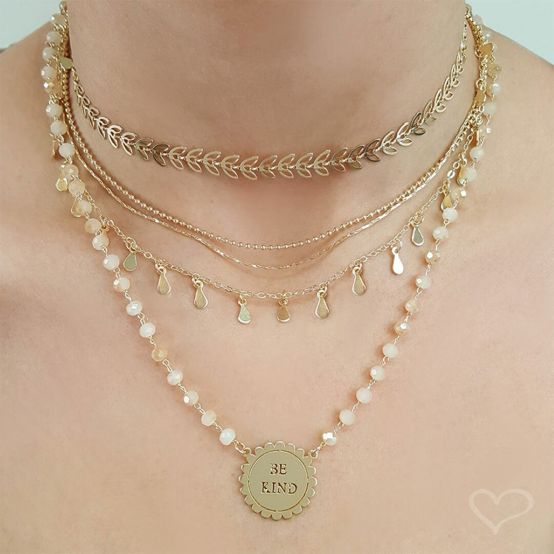 Choker 3 Correntes Antonella Mini Gotas Folheada a Ouro 18k Piuka