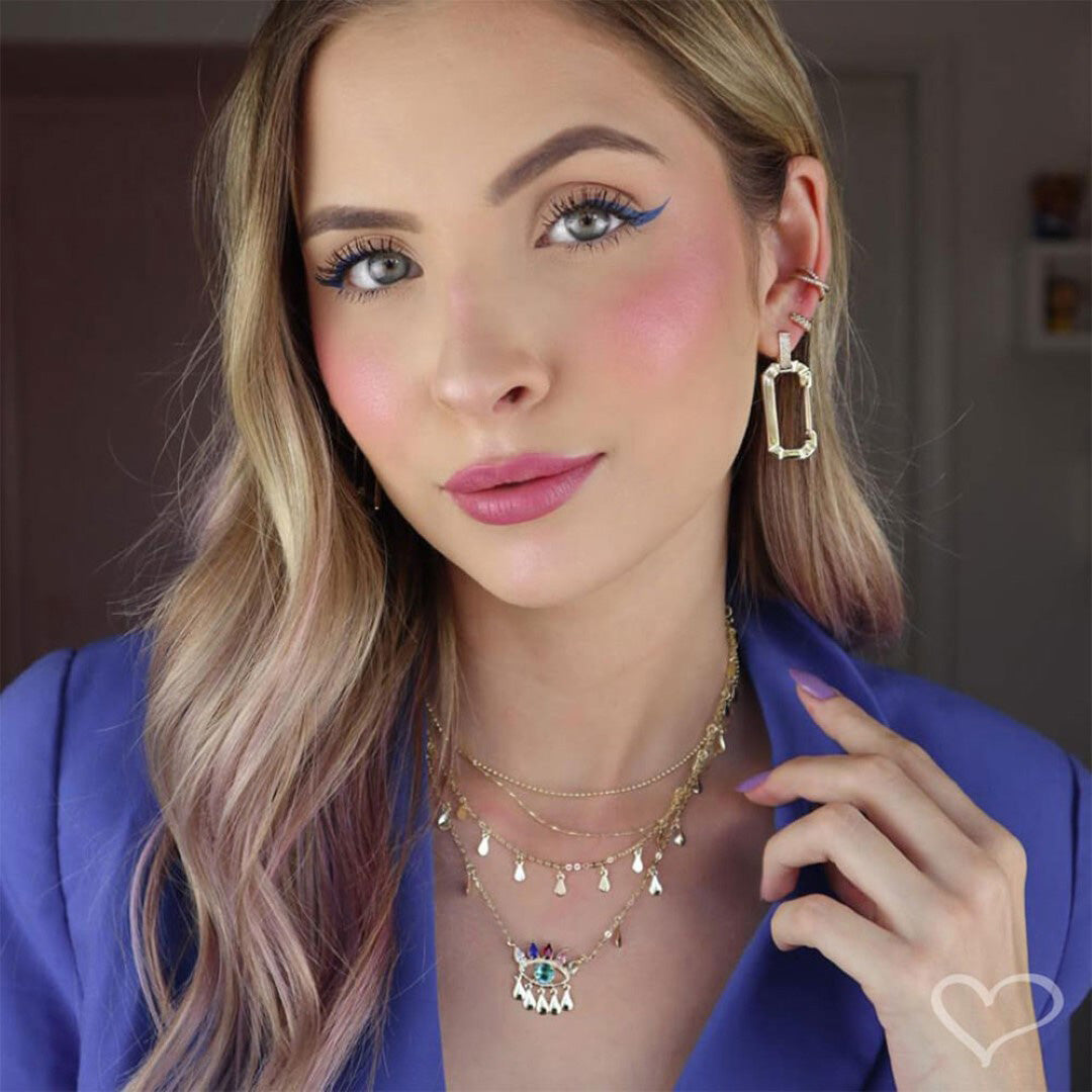 Choker 3 Correntes Antonella Mini Gotas Folheada a Ouro 18k Piuka