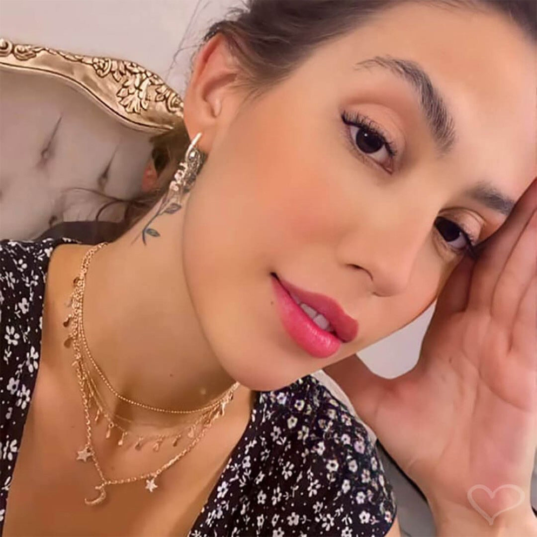 Choker 3 Correntes Antonella Mini Gotas Folheada a Ouro 18k Piuka