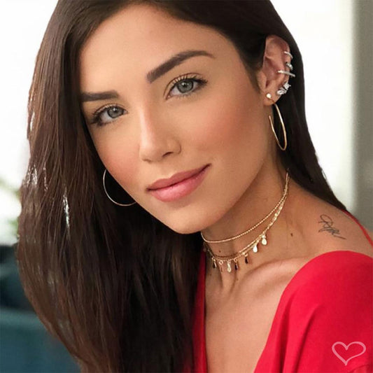 Choker 3 Correntes Antonella Mini Gotas Folheada a Ouro 18k Piuka