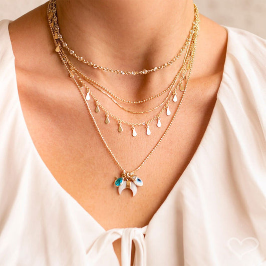 Choker 3 Correntes Antonella Mini Gotas Folheada a Ouro 18k Piuka