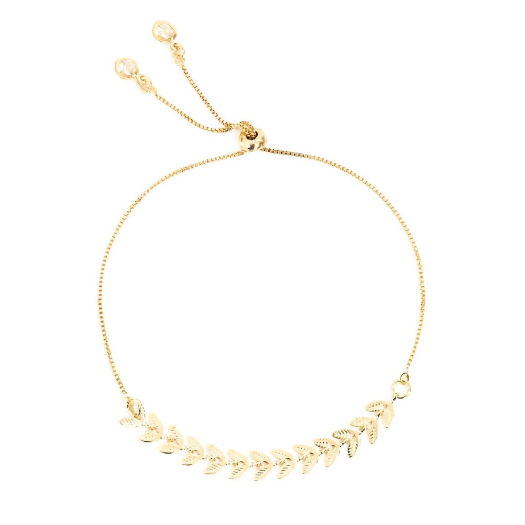 Pulseira Folheada a Ouro 18k Ajustável Kendal Folhinhas Piuka