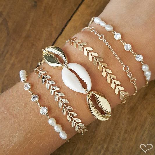 Pulseira Folheada a Ouro 18k Ajustável Kendal Folhinhas Piuka