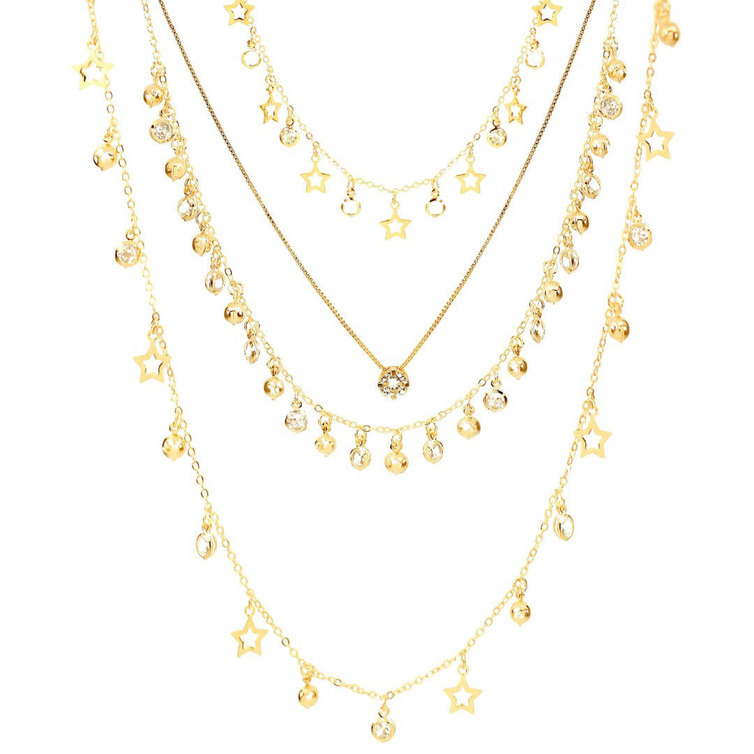 Mix de Colares Adhara Estrelas Folheado a Ouro 18k Piuka
