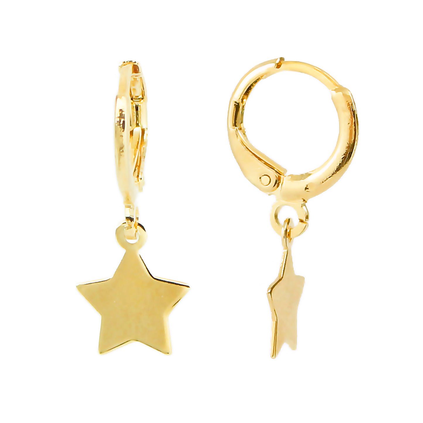 Brinco Piuka Argolinha Estrela Carina Folheado a Ouro 18k