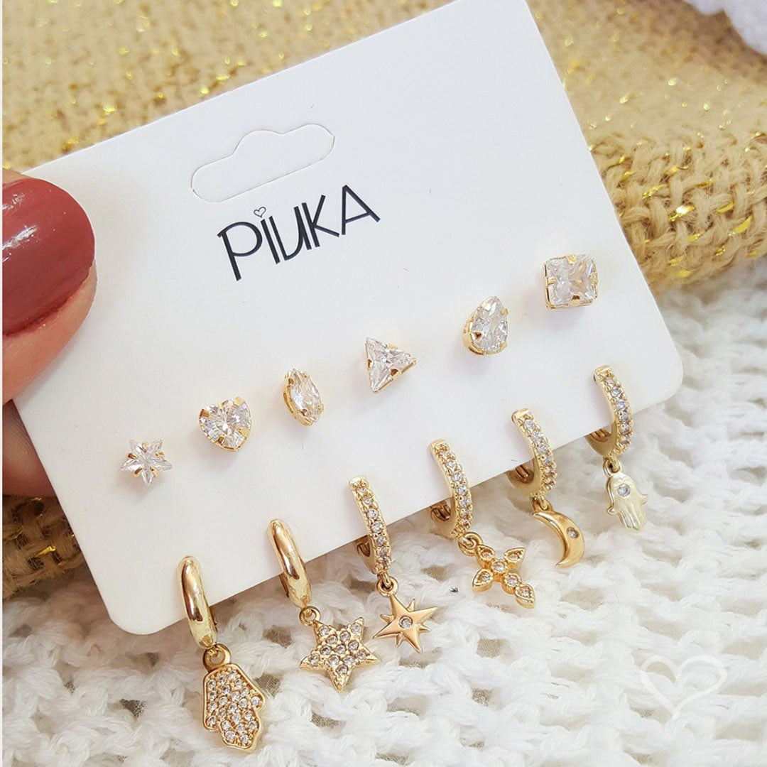 Brinco Argolinha Cruz Filipa Zircônias Folheado a Ouro 18k