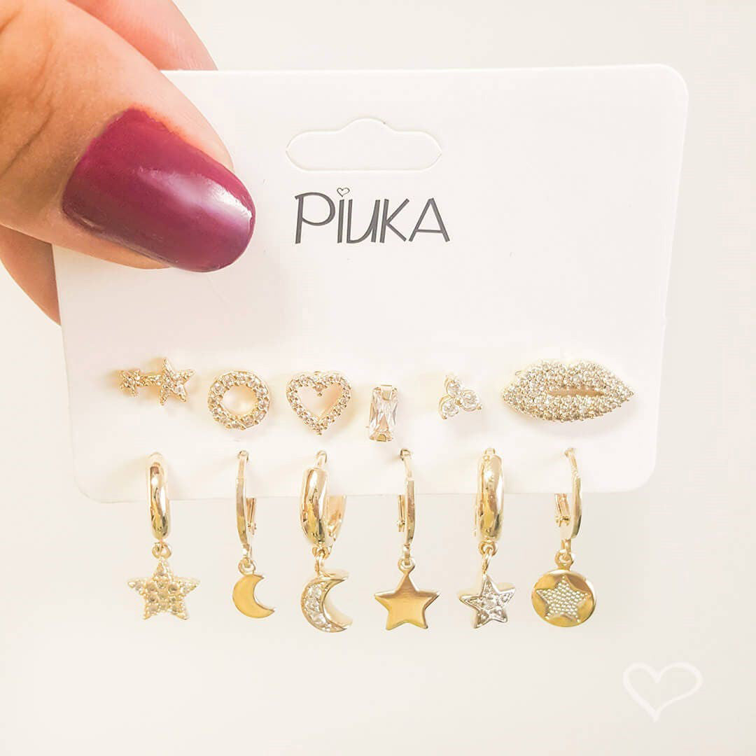 Brinco de Coração Sana Zircônia Folheado a Ouro 18k