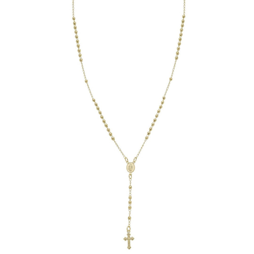 Colar Longo Terço Nossa Senhora das Graças Folheado a Ouro 18k