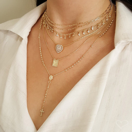 Colar Terço Nossa Senhora das Graças Folheado a Ouro 18k