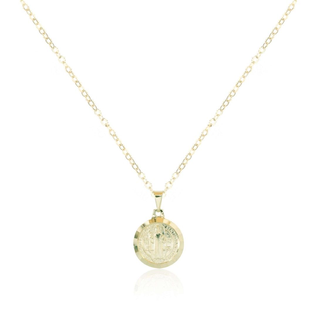 Colar São Bento Medalha Folheado a Ouro 18k