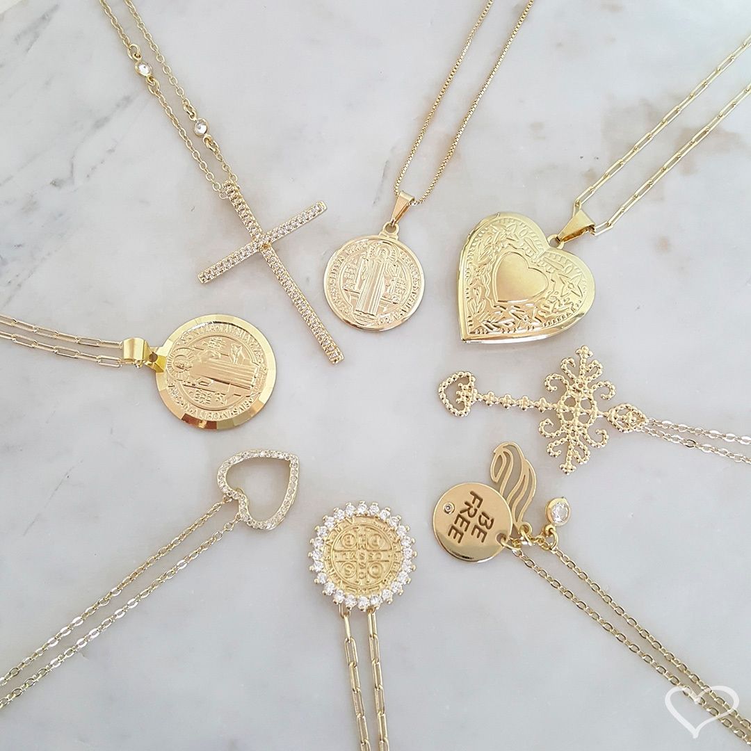 Colar São Bento Medalha Folheado a Ouro 18k