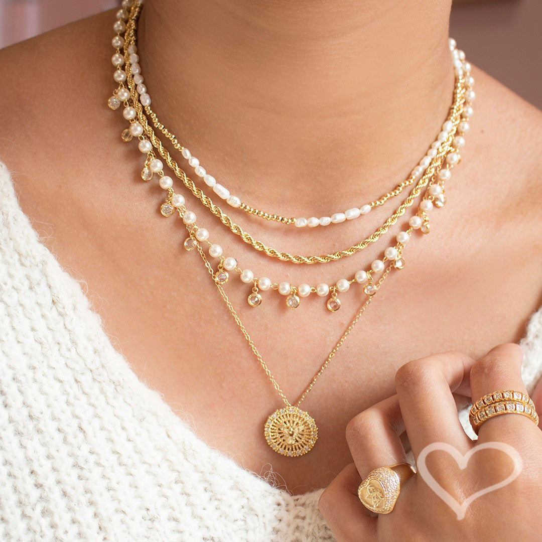 Choker Pérolas Zircônias Folheada a Ouro 18k Nah