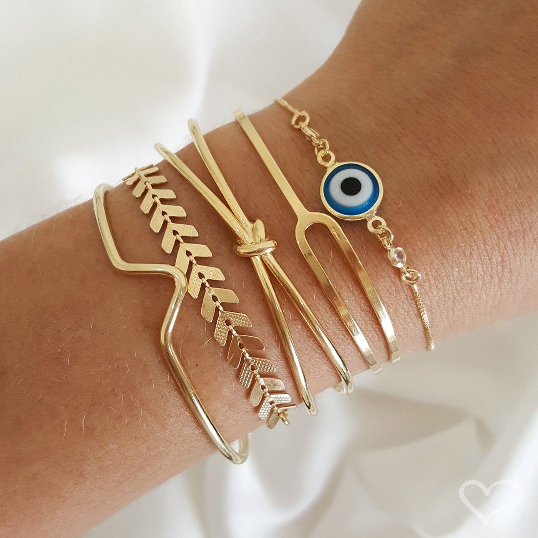 Pulseira Folheada a Ouro 18k Ajuste Olho Grego Avana Piuka