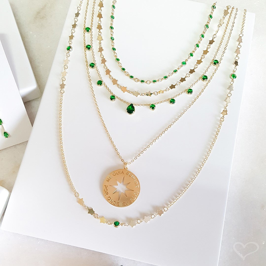 Colar Feminino Medalha Me Guia Senhor Por Onde Eu For Folheado a Ouro 18k