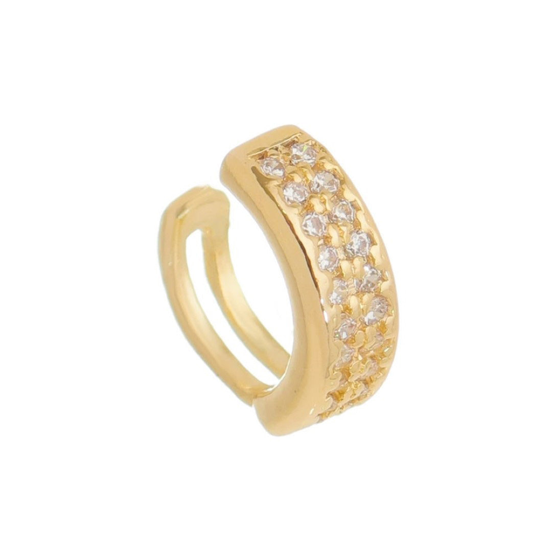 Piercing Pressão Piuka Argola Lynna 2 Fileiras Zircônia Folheado a Ouro 18k