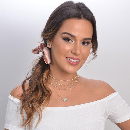 Choker Dhil Gotas Zircônias Coloridas Folheada a Ouro 18k Piuka