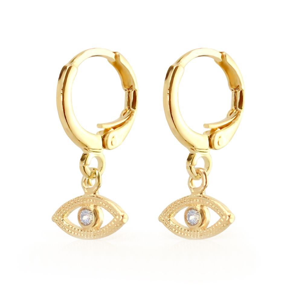 Brinco Argolinha Olho Grego Noa Zircônia Noa Folheado a Ouro 18k Piuka