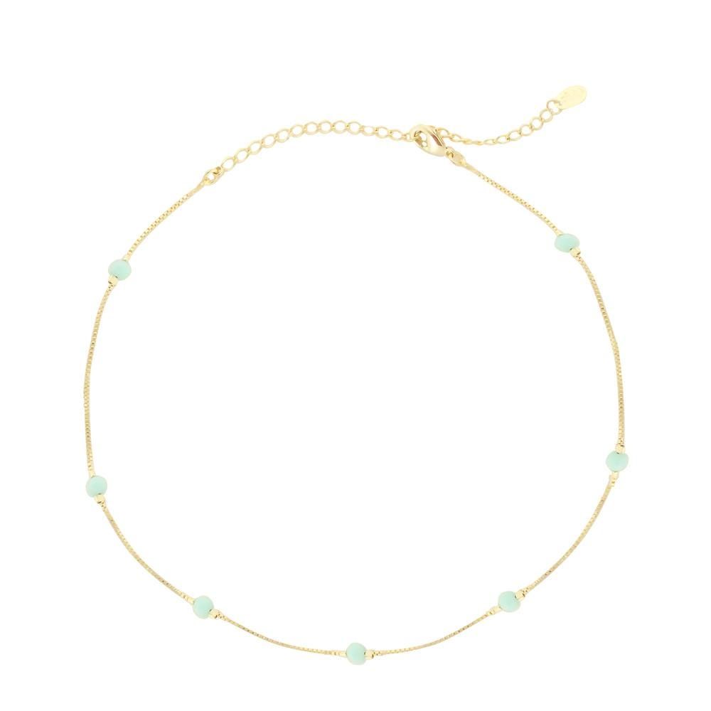 Choker Piuka Julia Cristais Turquesa Folheado a Ouro 18k