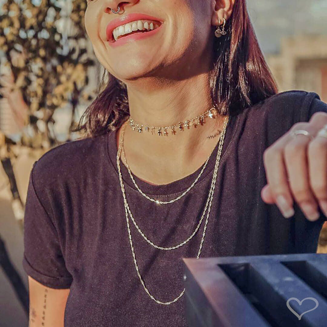 Colar 3 Voltas Amelia Folheado a Ouro 18k Piuka