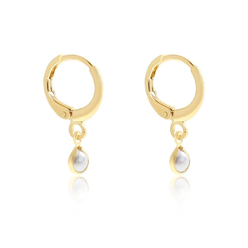 Brinco Argolinha Bela Mini Pérola Folheado a Ouro 18k