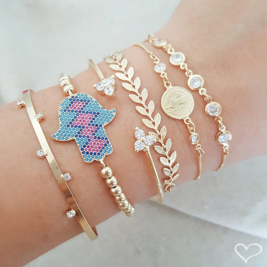 Bracelete Feminino Folheado a Ouro 18k 3 Pontos de Luz Vivi Piuka