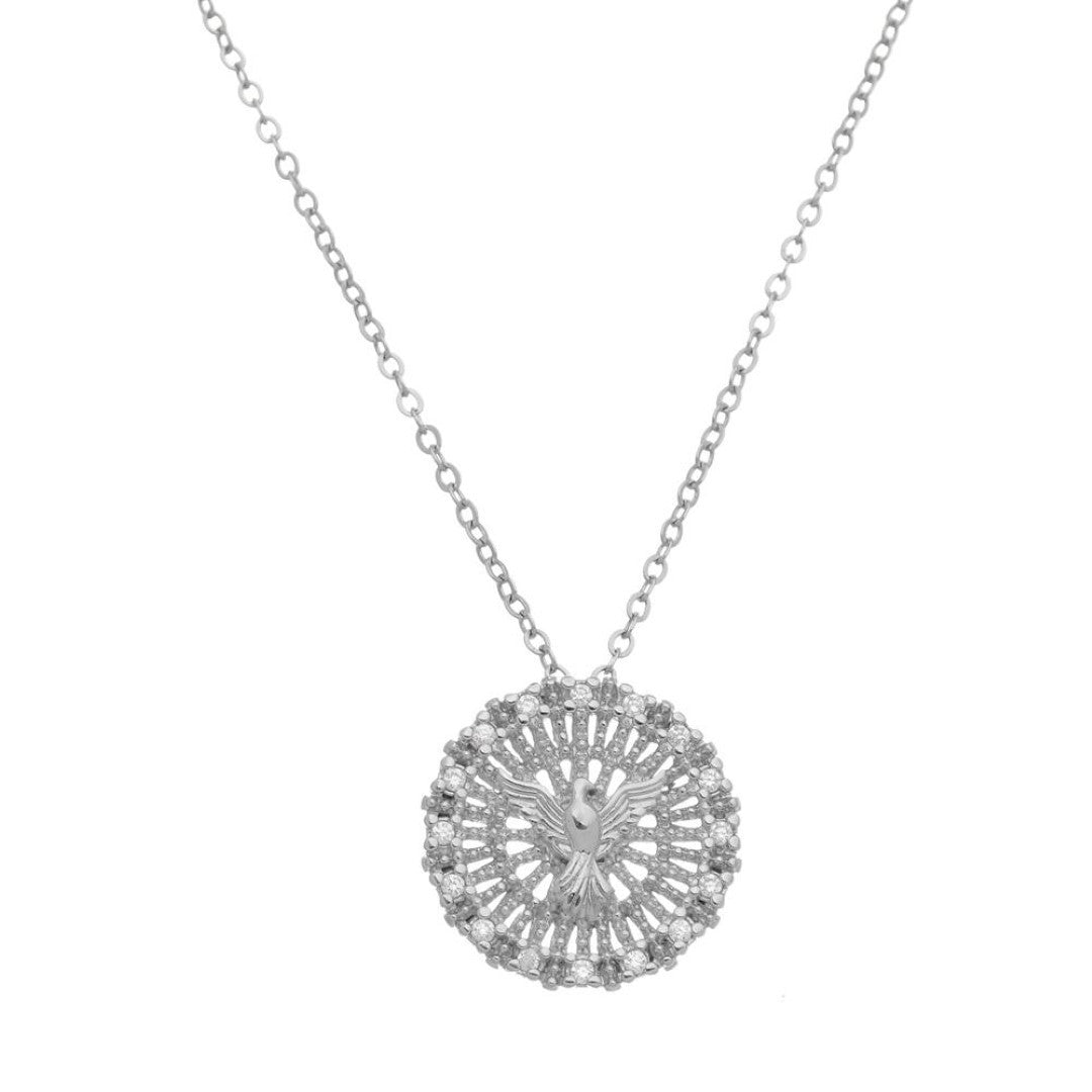 Colar Espírito Santo Zircônia Folheado em Ródio Branco Piuka