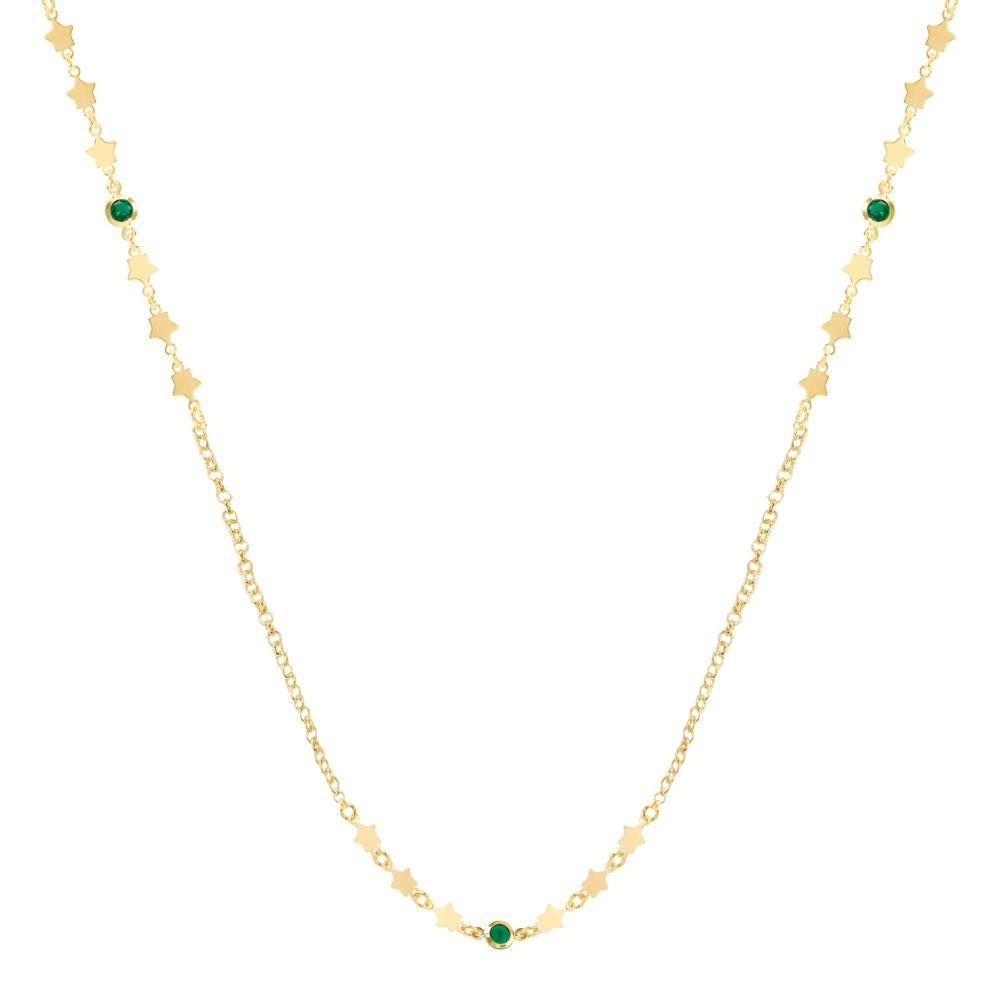 Colar de Estrela Mavi Zircônias Esmeralda Folheado a Ouro 18k