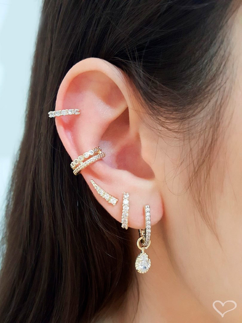 Brinco Ear Cuff Mini Ceci Zircônias Folheado a Ouro 18k