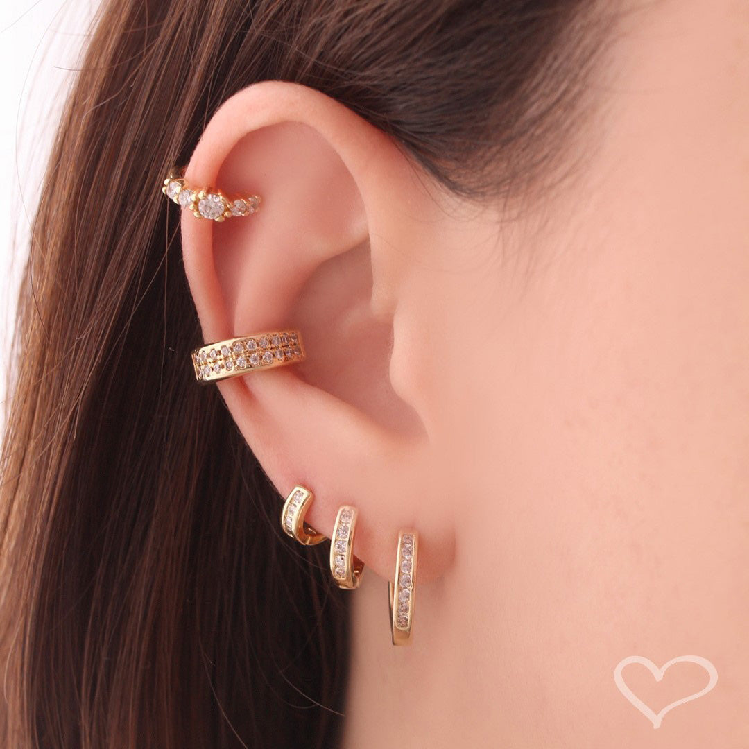 Piercing de Pressão Bebel Zircônia Cristal Folheado a Ouro 18k