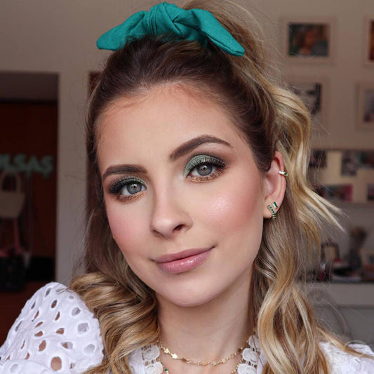 Piercing de Pressão Bebel Zircônia Esmeralda Folheado a Ouro 18k