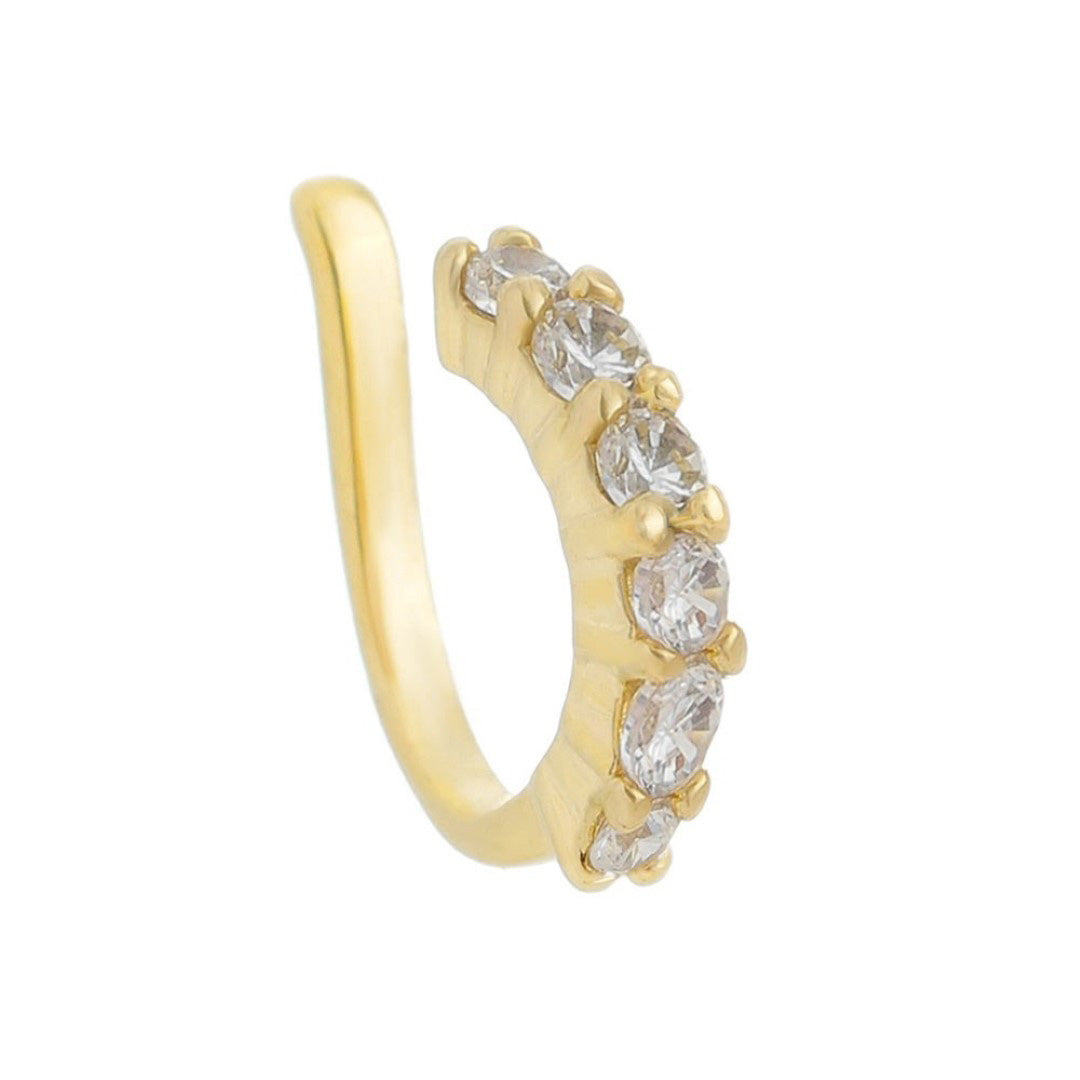 Piercing de Pressão Piuka Agnes Zircônias Cristal Folheado a Ouro 18k