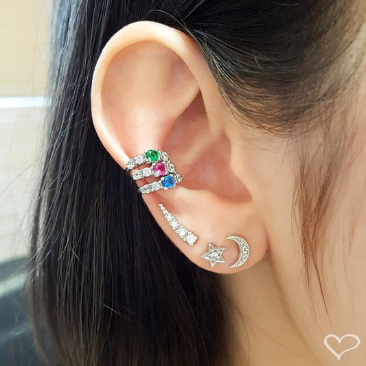 Piercing de Pressão Bebel Zircônia Pink  Folheado em Ródio Branco