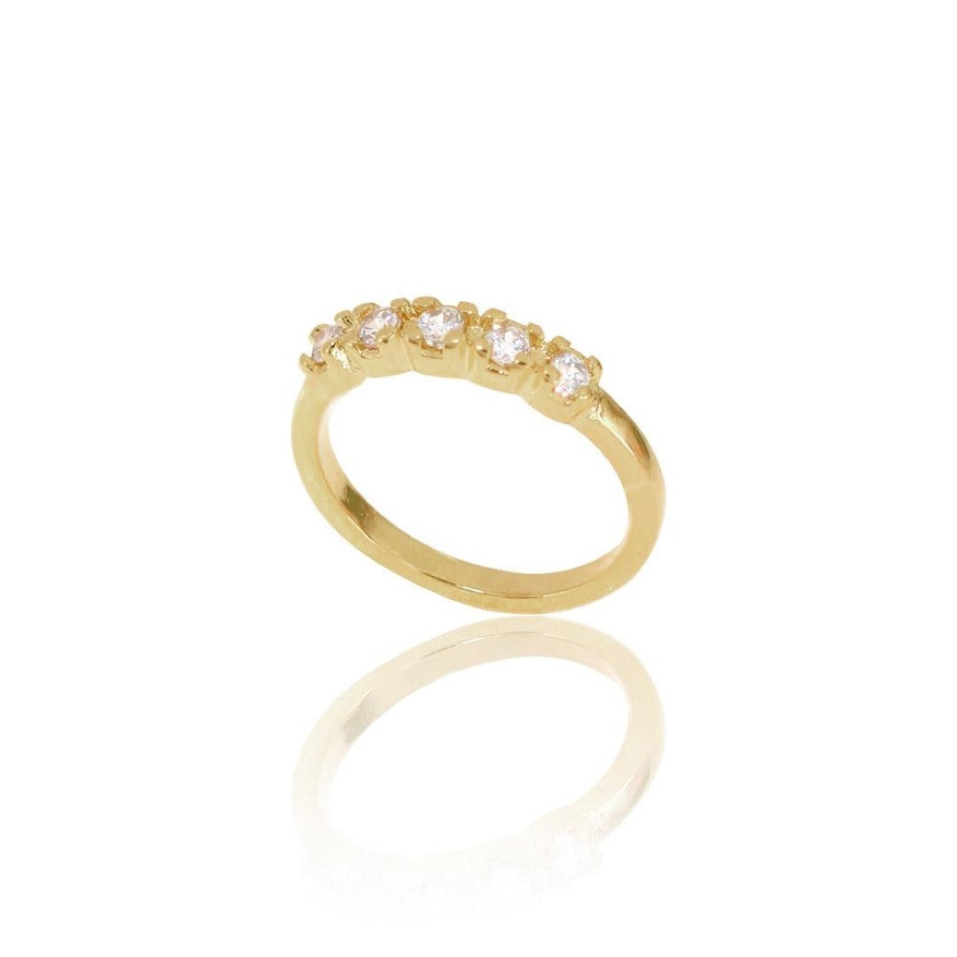 Anel Piuka Mia Ponto de Luz Zircônias Folheado a Ouro 18k