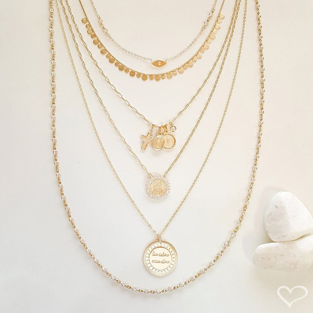 Colar São Bento Amuletos Folheado a Ouro 18k