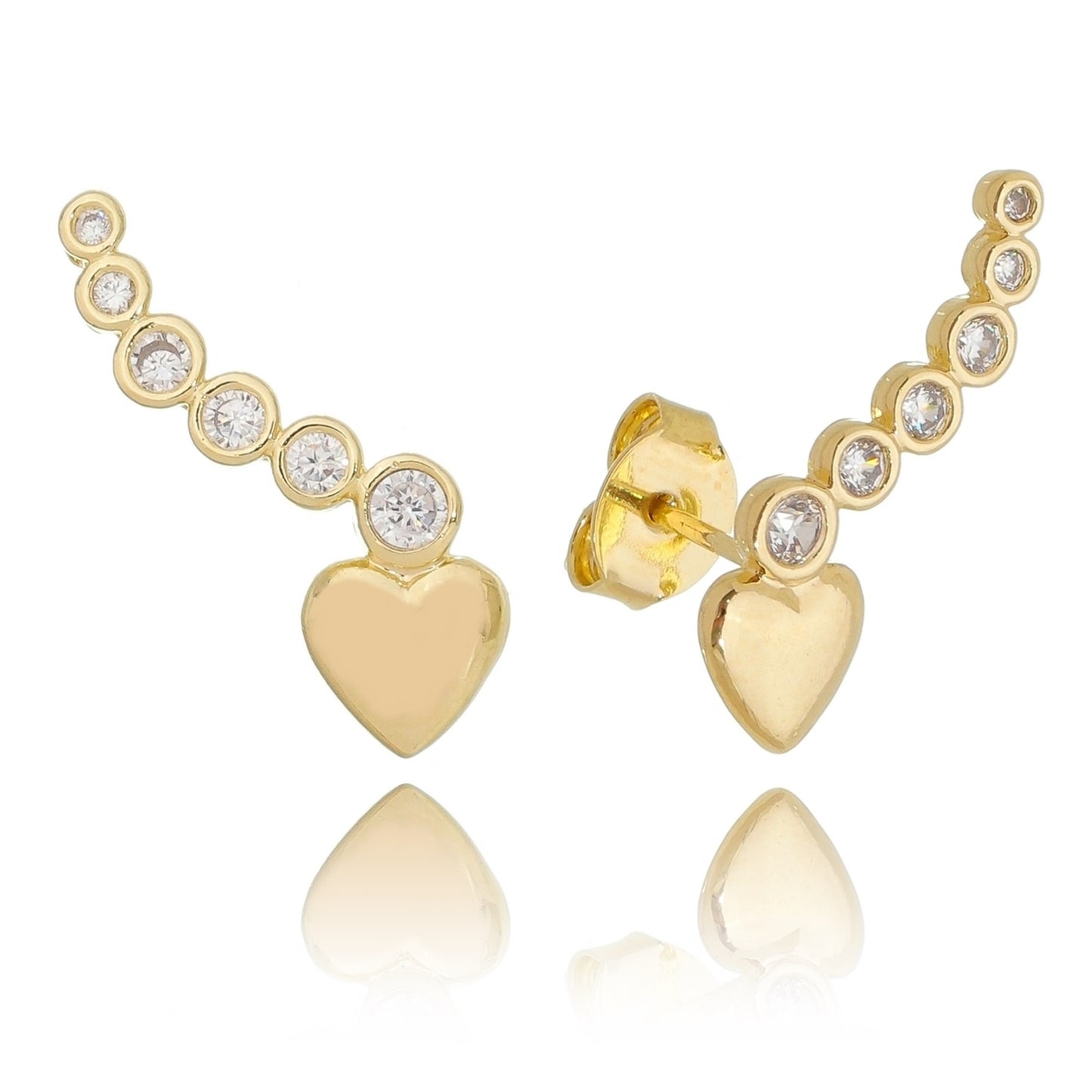 Brinco Piuka Ear Cuff Lala Coração Zirconia Folheado a Ouro 18k