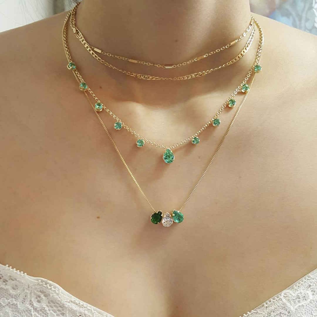 Choker Piuka Muriel Zircônias Turmalina Folheada a Ouro 18k
