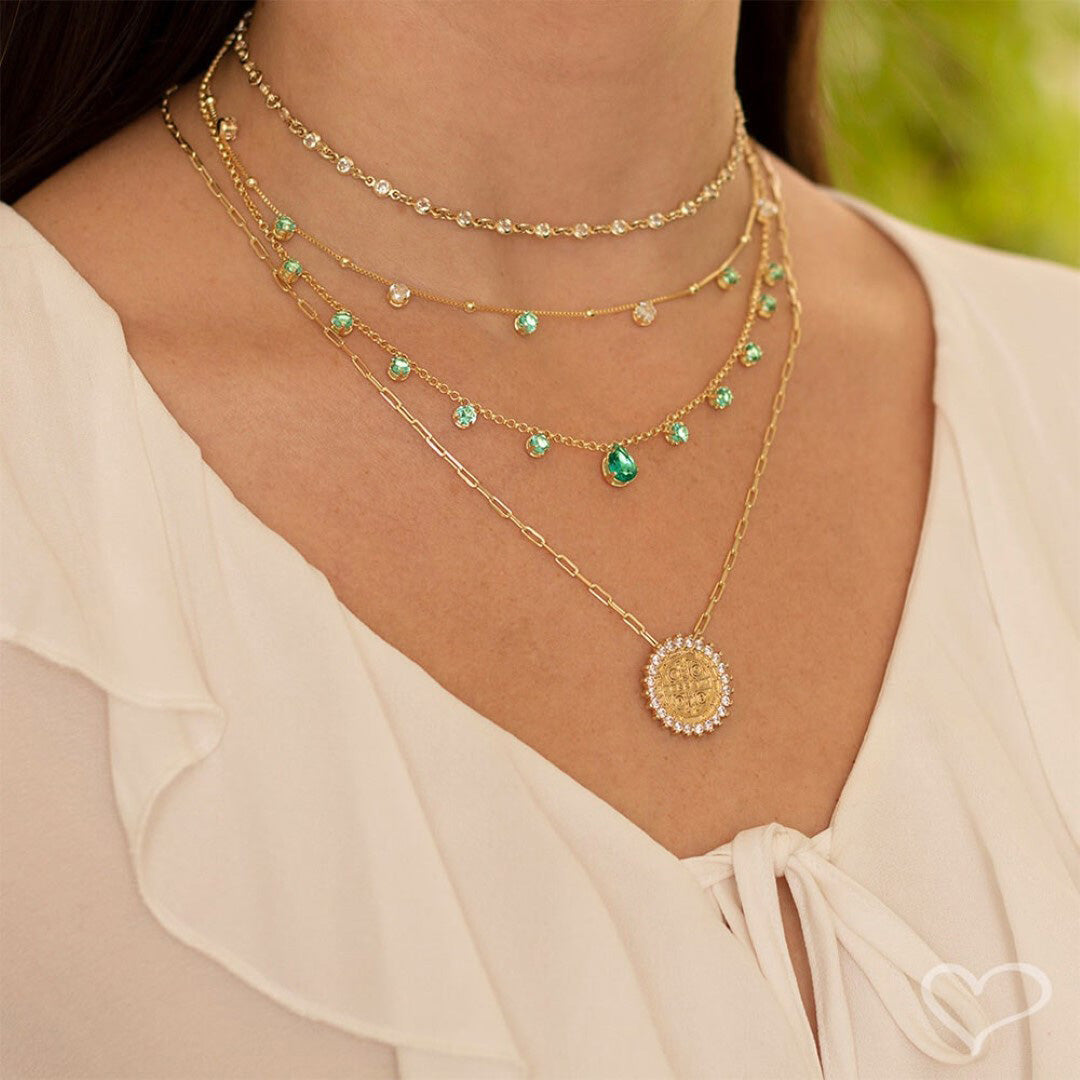 Choker Piuka Muriel Zircônias Turmalina Folheada a Ouro 18k