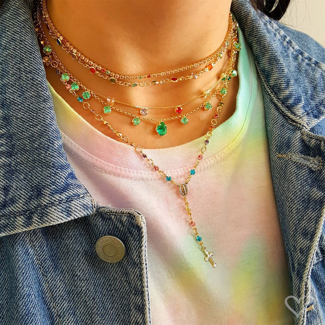 Choker Piuka Muriel Zircônias Turmalina Folheada a Ouro 18k