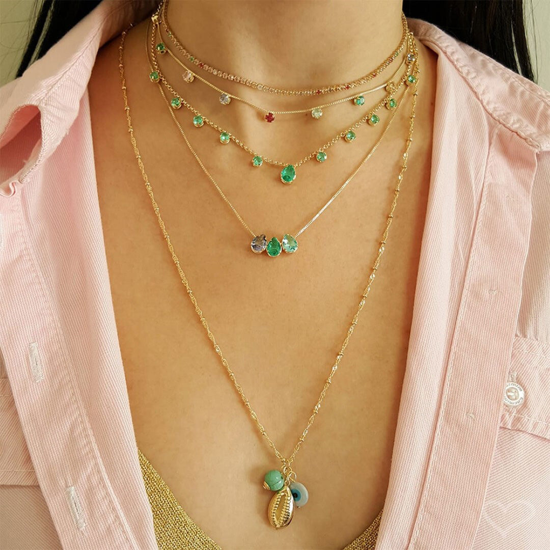 Choker Piuka Muriel Zircônias Turmalina Folheada a Ouro 18k