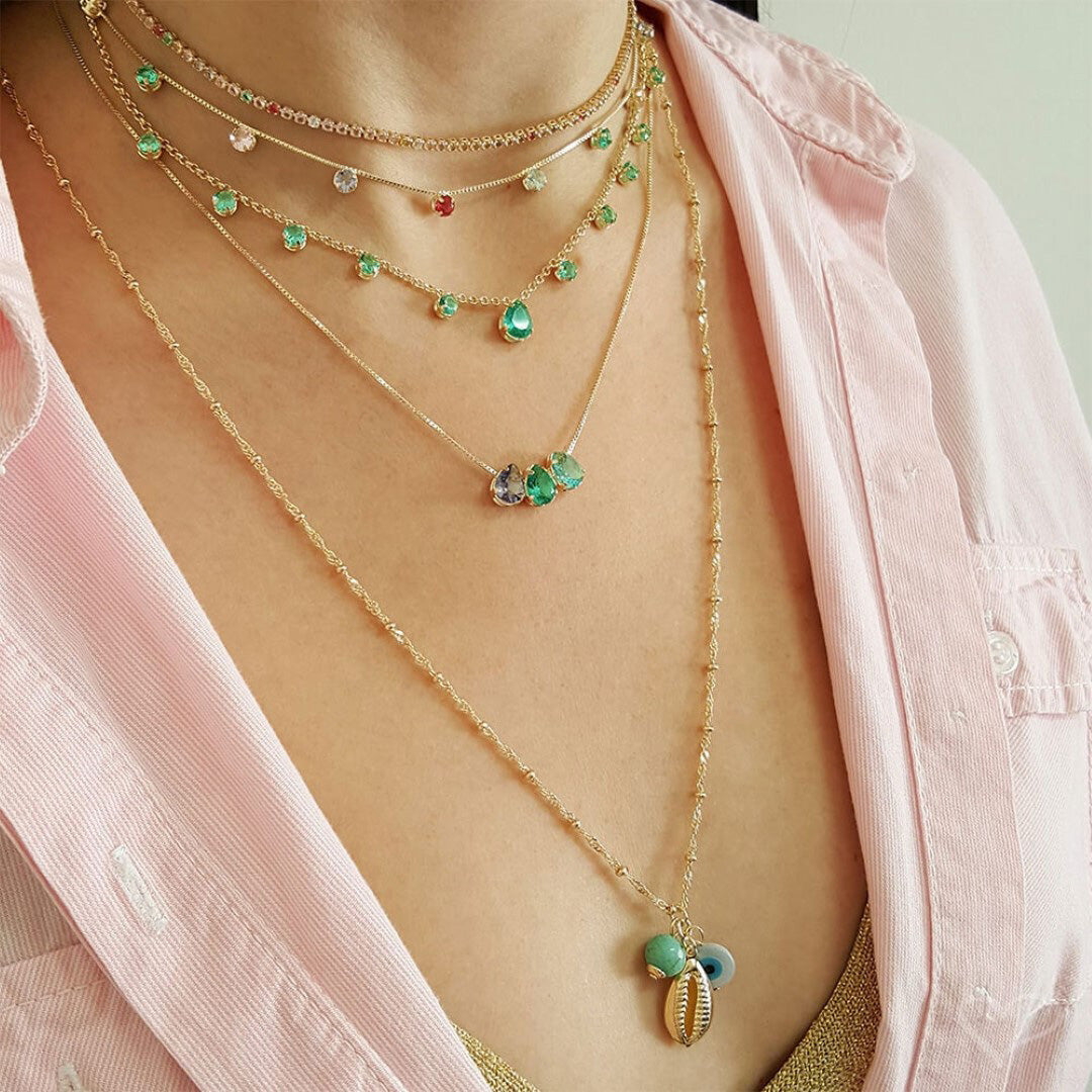 Choker Piuka Muriel Zircônias Turmalina Folheada a Ouro 18k