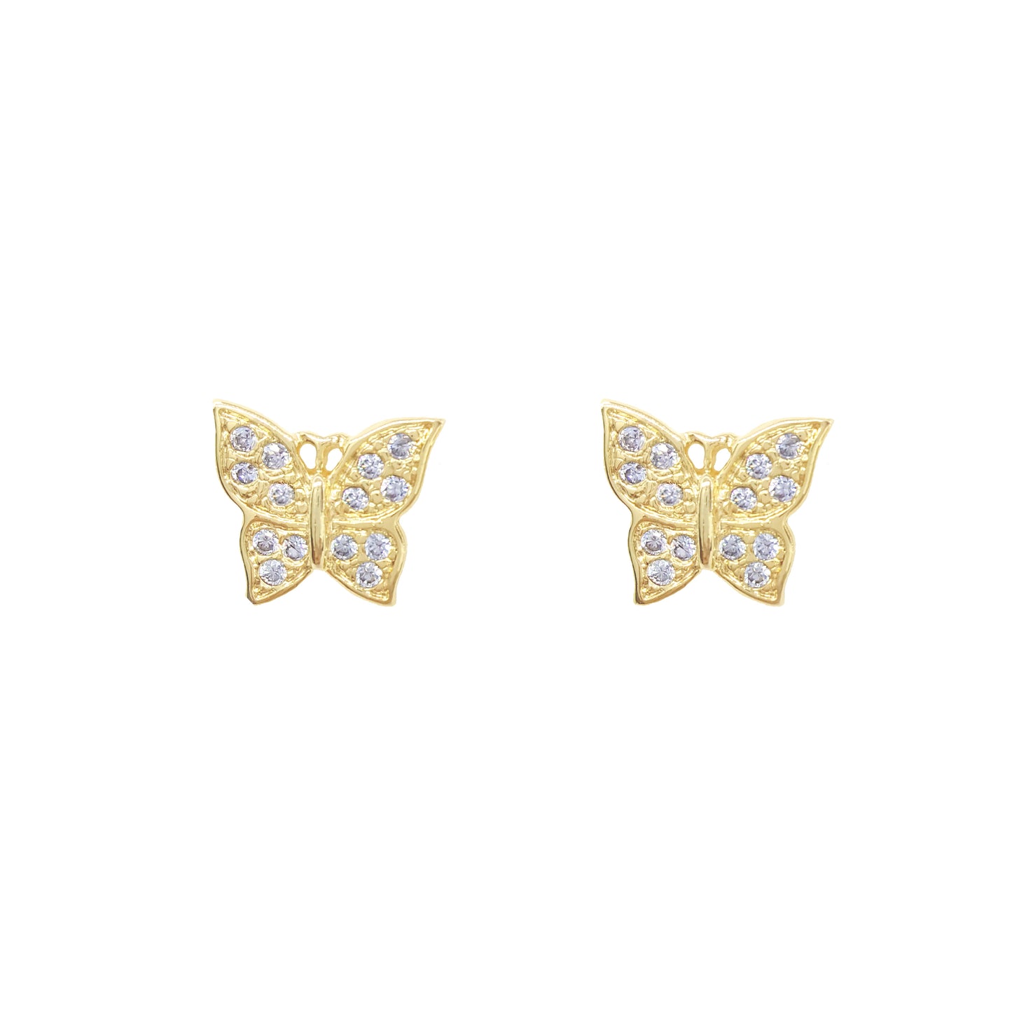 Brinco Piuka Borboleta Zirconia Folheado a Ouro 18k